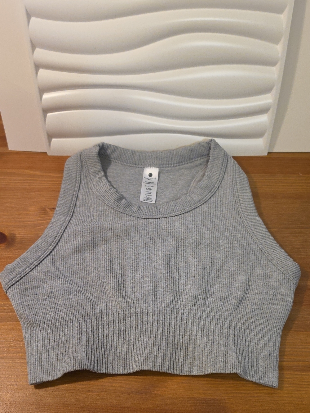 Yogalicious Girls Grey Ribbed Seamless Crop Tank - Cheer Squad Bra